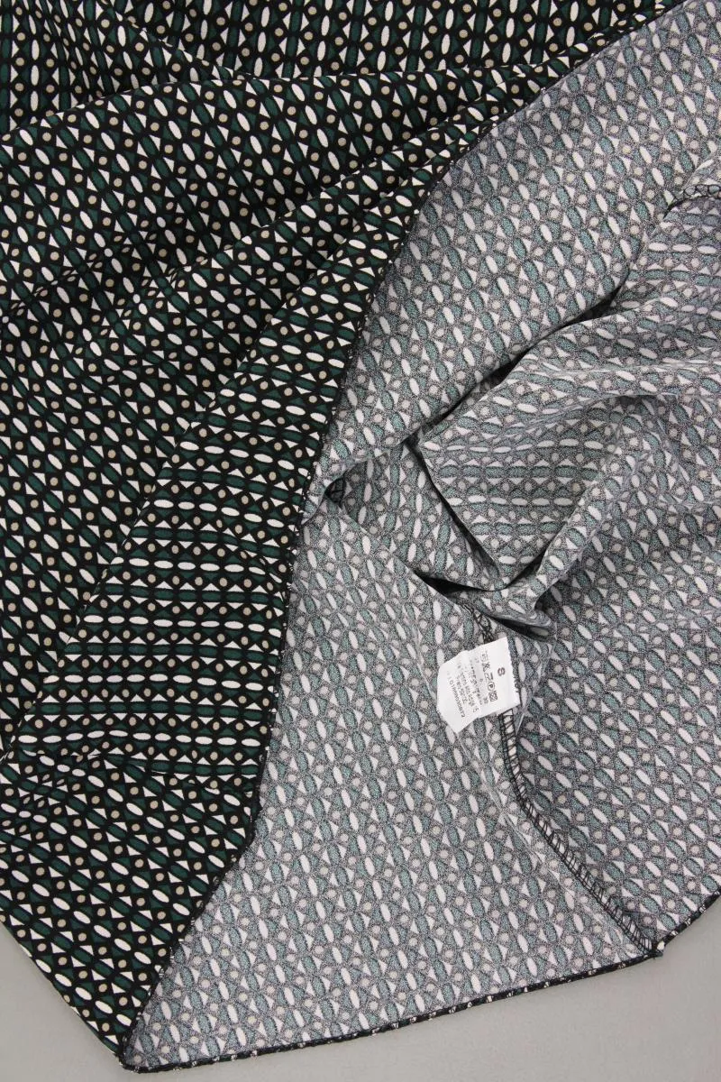 Midikleid Gr. S geometrisches Muster 3/4 Ärmel olivgrün aus Polyester