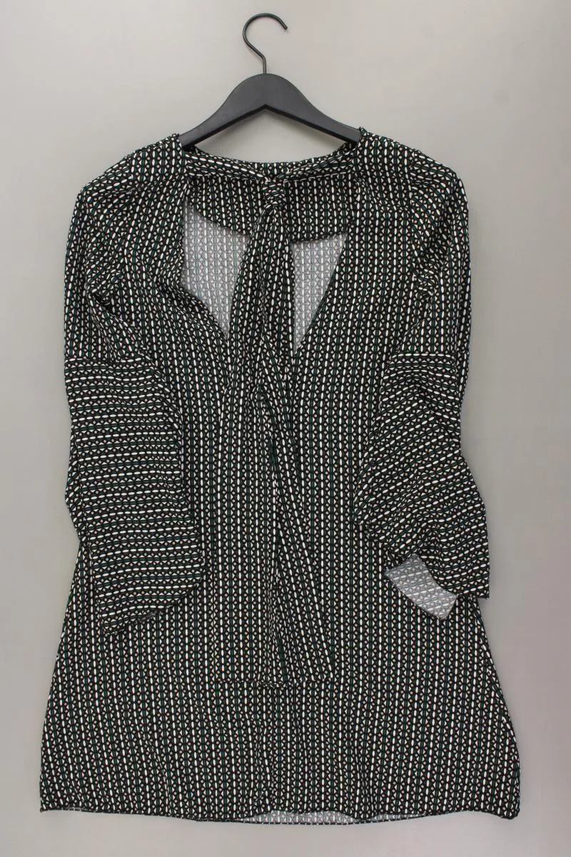 Midikleid Gr. S geometrisches Muster 3/4 Ärmel olivgrün aus Polyester