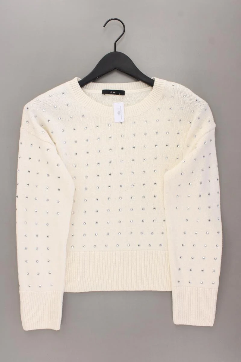 Oui Feinstrickpullover Gr. 38 neuwertig creme aus Baumwolle