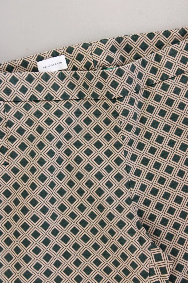 René Lezard Hose Gr. 40 geometrisches Muster grün aus Baumwolle