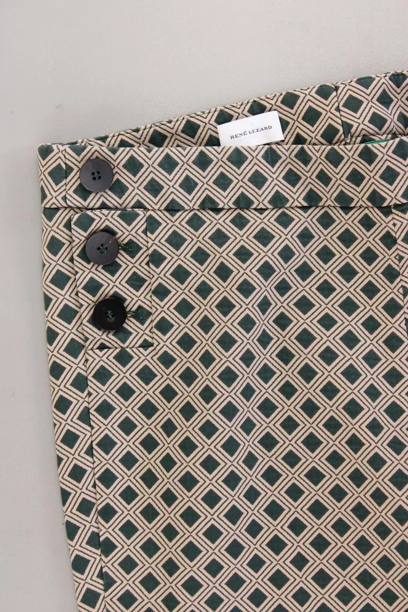 René Lezard Hose Gr. 40 geometrisches Muster grün aus Baumwolle