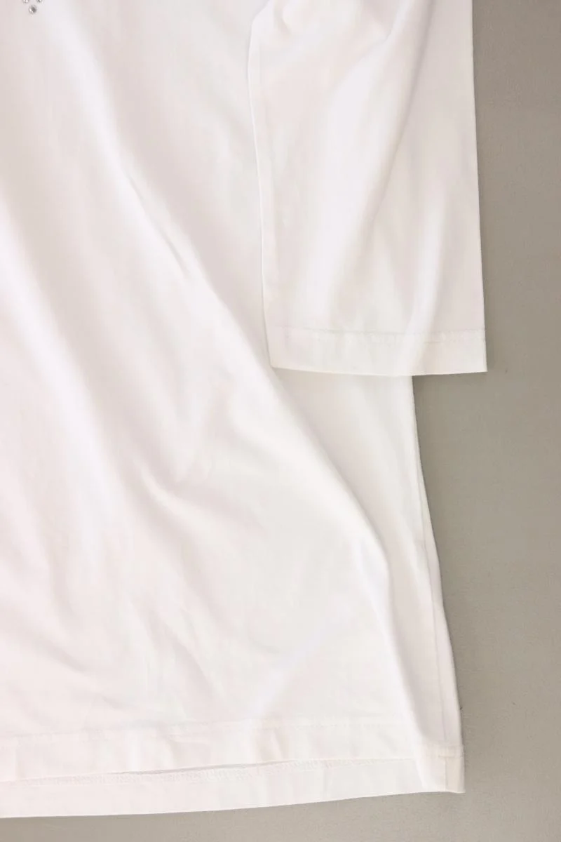 Marco Pecci Shirt mit V-Ausschnitt Gr. 40 3/4 Ärmel weiß aus Baumwolle