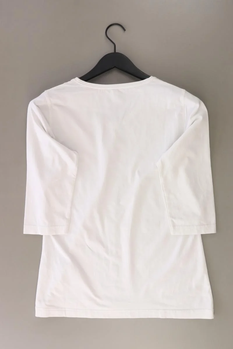Marco Pecci Shirt mit V-Ausschnitt Gr. 40 3/4 Ärmel weiß aus Baumwolle