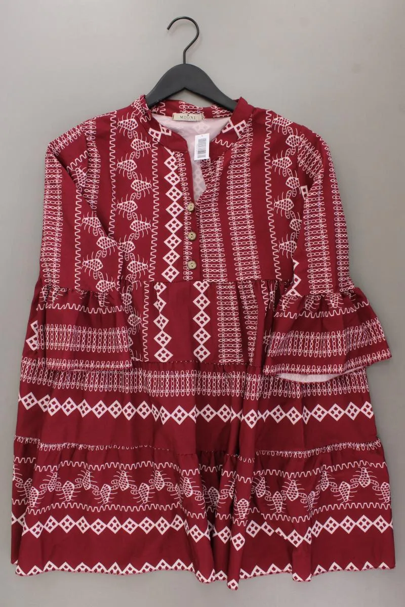 Midikleid Gr. OneSize neuwertig 3/4 Ärmel rot aus Polyester