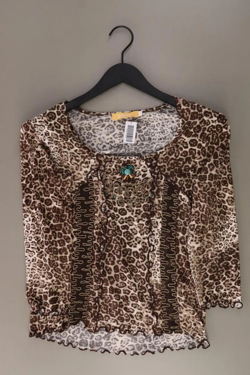 Biba Printshirt Gr. 38 mit Tierdruck 3/4 Ärmel braun aus Viskose