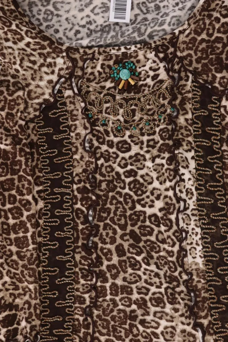 Biba Printshirt Gr. 38 mit Tierdruck 3/4 Ärmel braun aus Viskose