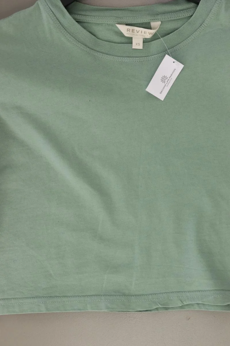 Review Cropped Shirt Gr. XS Kurzarm grün aus Baumwolle