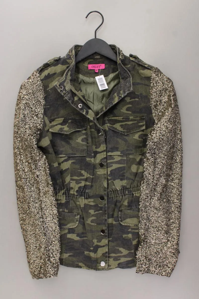 Camo-Jacke Gr. 40 camouflage mit Pailletten olivgrün aus Baumwolle