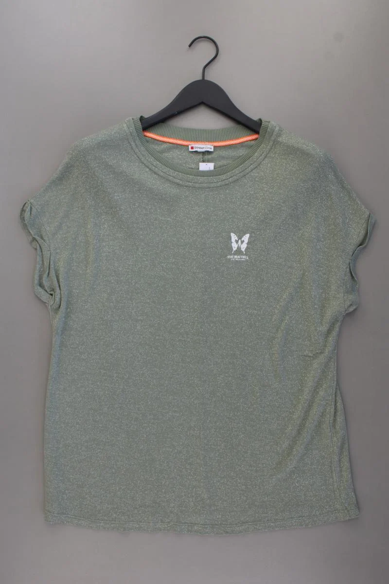 Street One T-Shirt Gr. 46 Kurzarm mit Glitzer grün