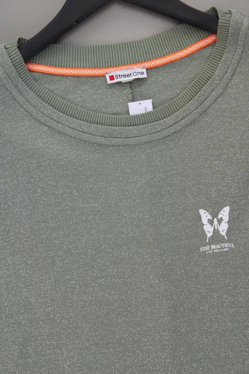 Street One T-Shirt Gr. 46 Kurzarm mit Glitzer grün
