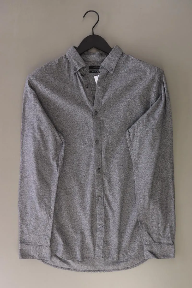 Jack & Jones Langarmhemd für Herren Gr. M grau aus Baumwolle
