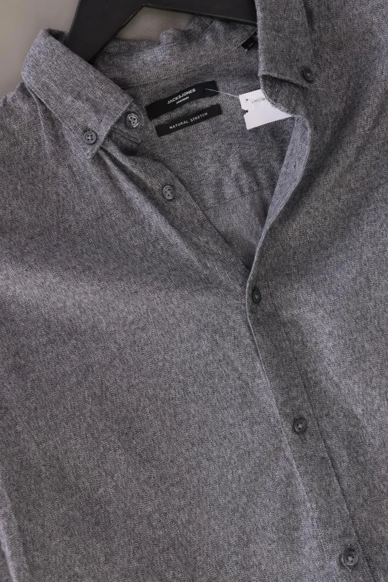 Jack & Jones Langarmhemd für Herren Gr. M grau aus Baumwolle