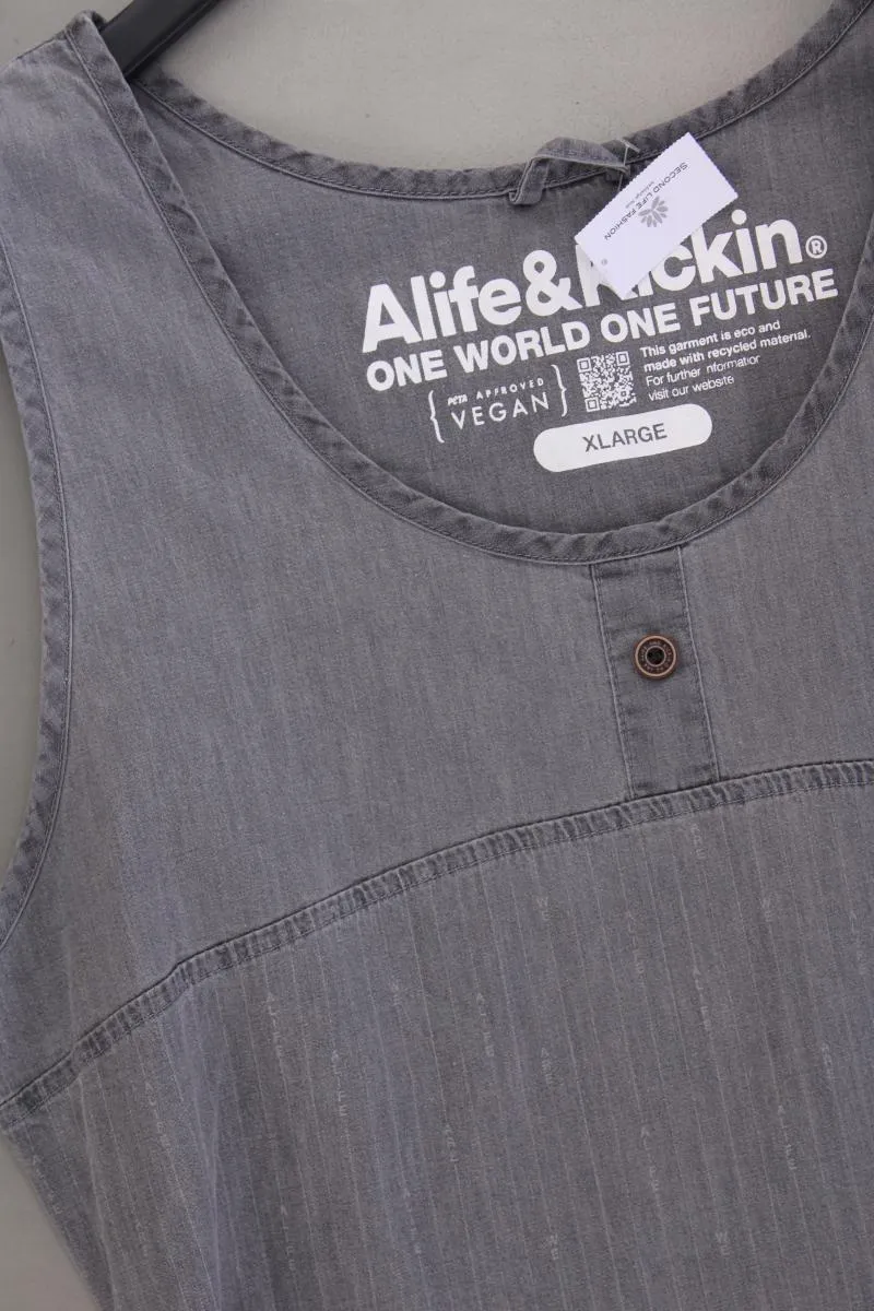 ALIFE AND KICKIN Trägerkleid Gr. XL mit Gürtel Ärmellos grau aus Baumwolle