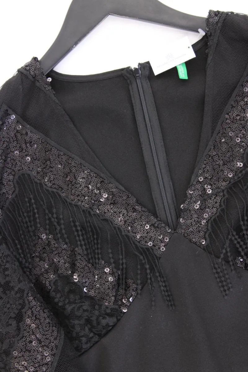 United Colors of Benetton Abendkleid Gr. M 3/4 Ärmel mit Pailletten schwarz
