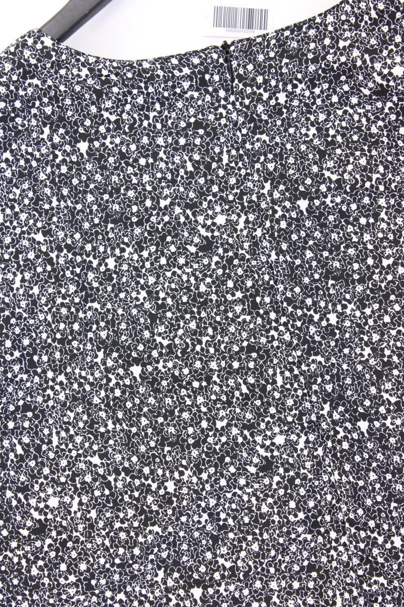 Kurzarmkleid Gr. 50 mit Blumenmuster schwarz aus Polyester