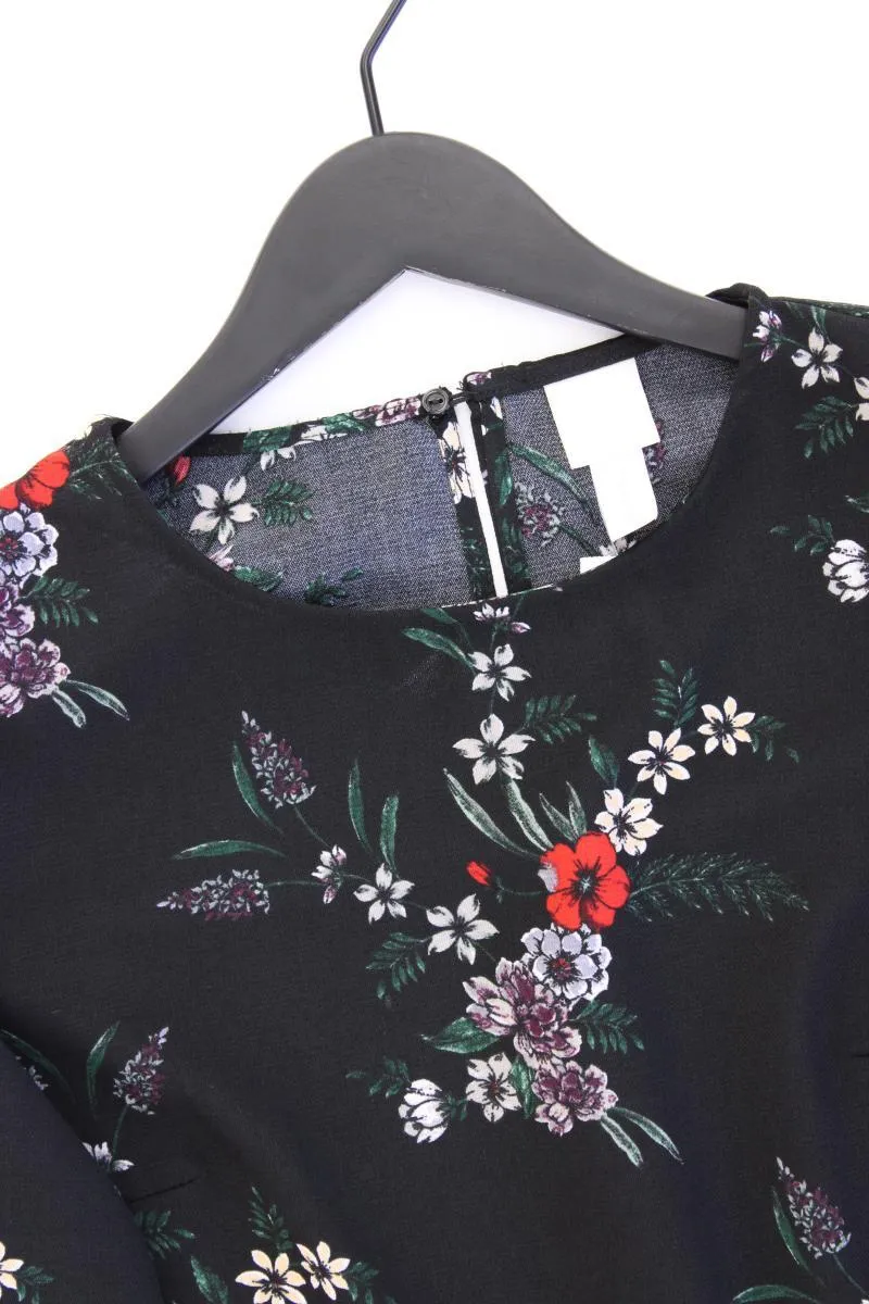 H&M Langarmkleid Gr. 40 mit Blumenmuster schwarz aus Polyester