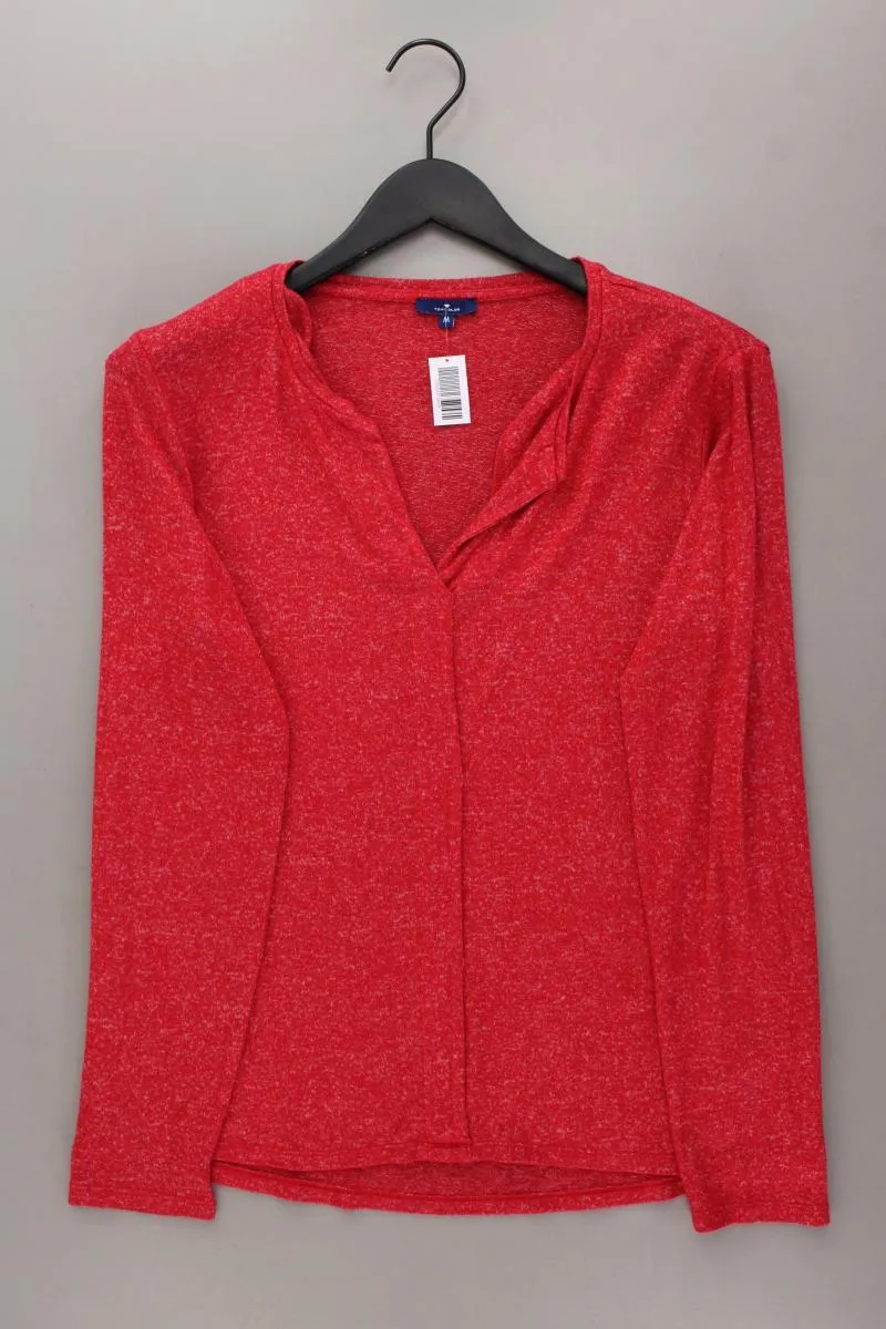 Tom Tailor Shirt mit V-Ausschnitt Gr. M Langarm rot aus Viskose