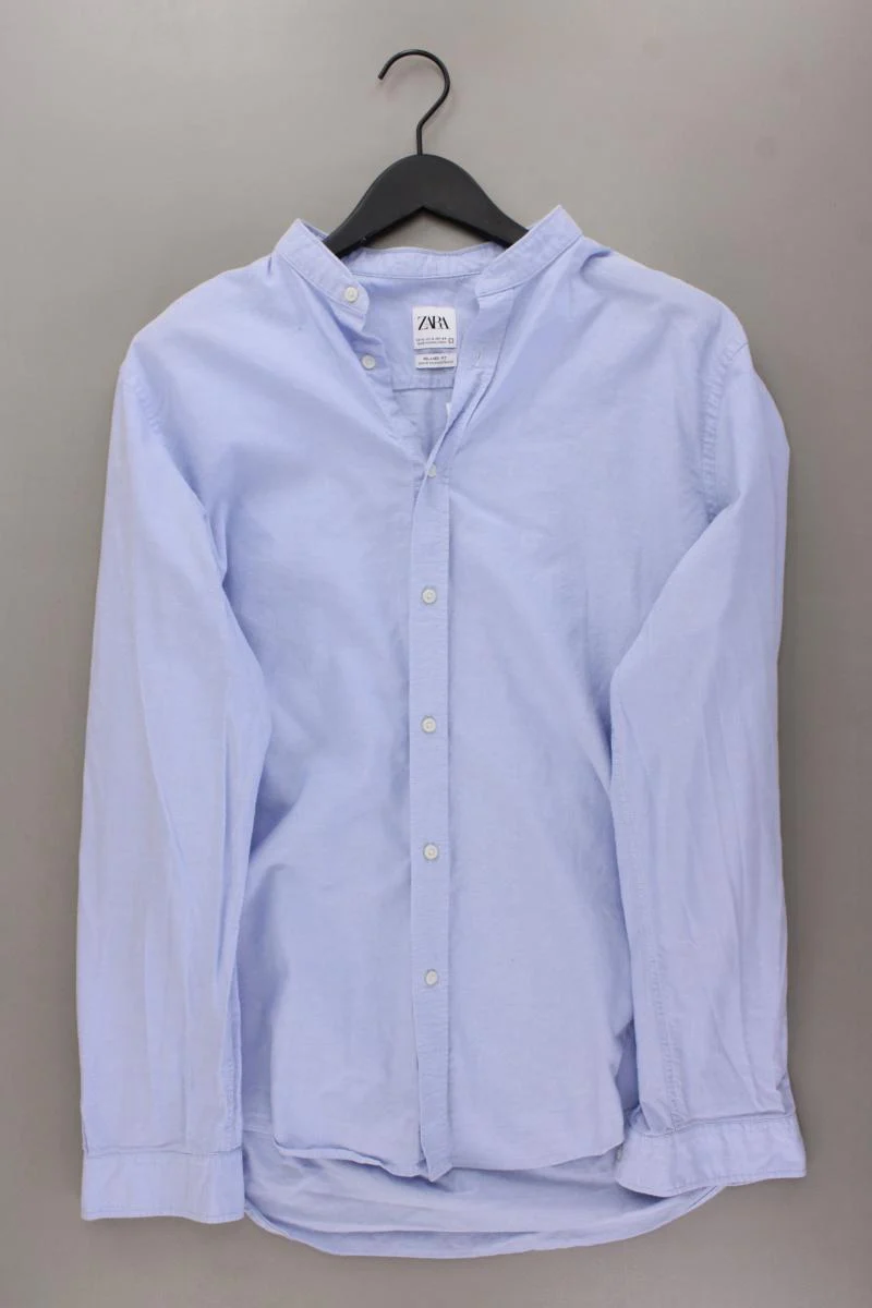 Zara Langarmhemd für Herren Gr. XL blau aus Baumwolle