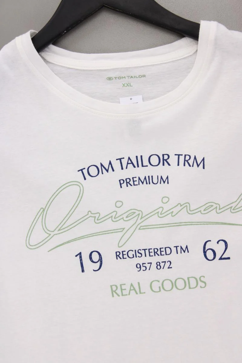 Tom Tailor Printshirt für Herren Gr. XXL Kurzarm weiß aus Baumwolle