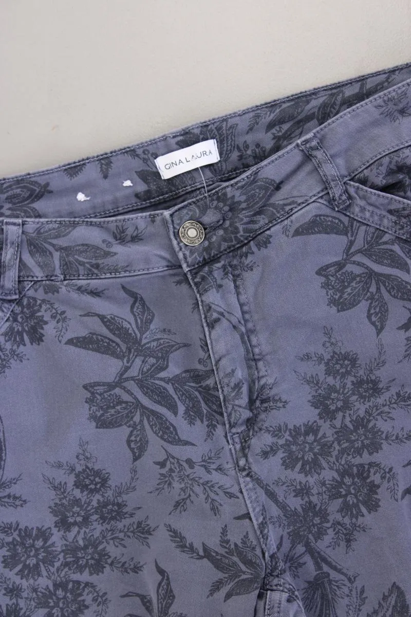 Gina Laura Hose Gr. Kurzgröße 22 mit Blumenmuster blau aus Baumwolle