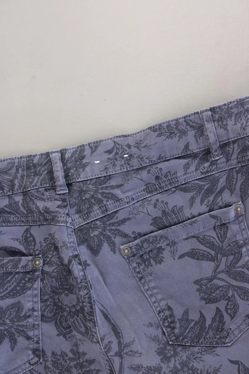 Gina Laura Hose Gr. Kurzgröße 22 mit Blumenmuster blau aus Baumwolle