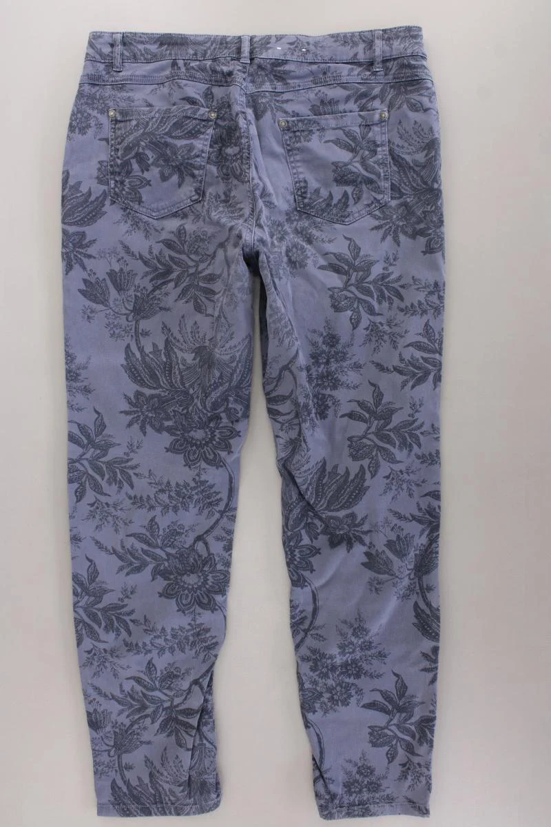 Gina Laura Hose Gr. Kurzgröße 22 mit Blumenmuster blau aus Baumwolle