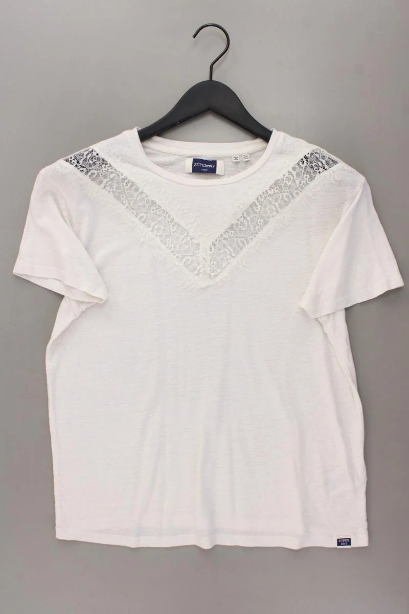 Superdry T-Shirt Gr. 40 Kurzarm creme aus Leinen