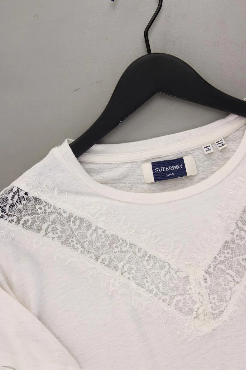 Superdry T-Shirt Gr. 40 Kurzarm creme aus Leinen