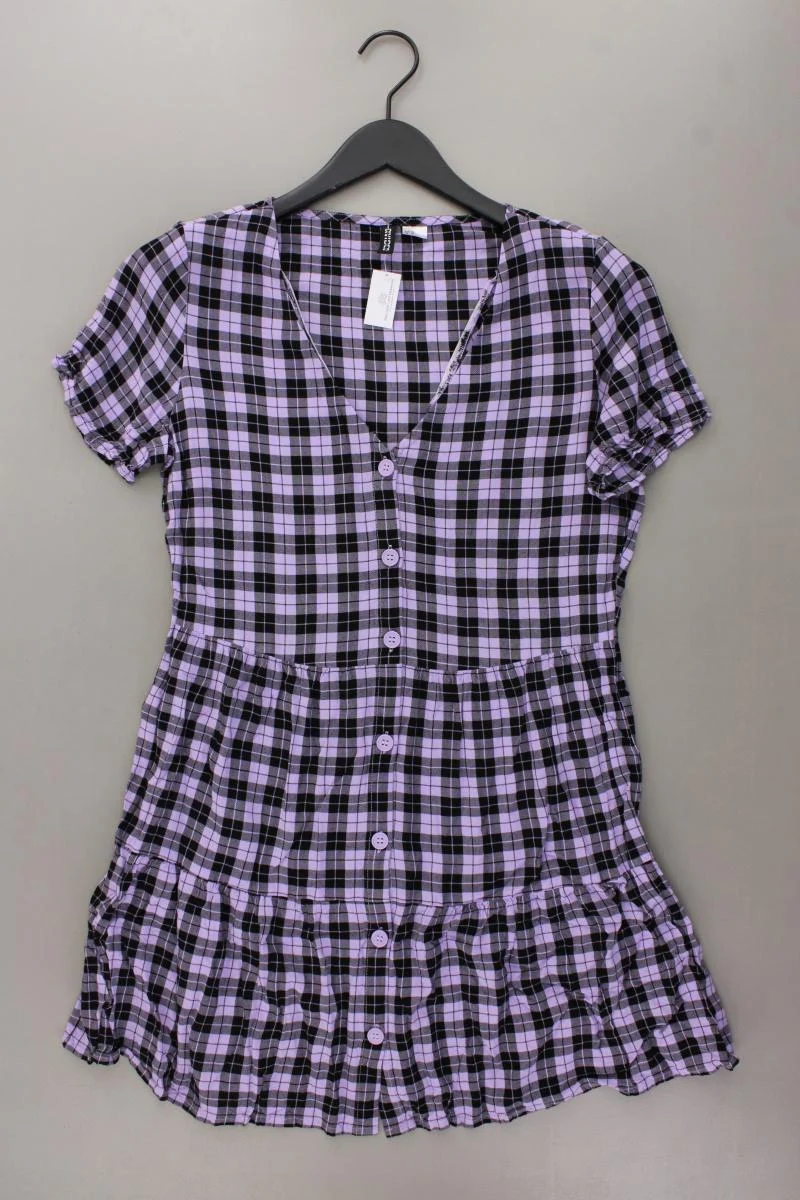 H&M Divided Minikleid Gr. 40 kariert Kurzarm lila aus Viskose