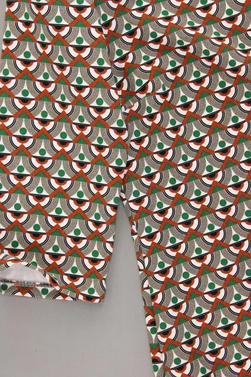 Midikleid Gr. L geometrisches Muster 3/4 Ärmel mehrfarbig aus Polyester
