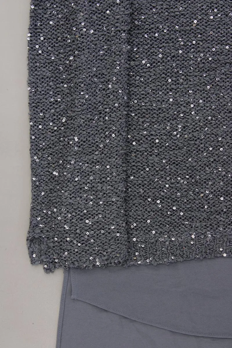 Haily's Pullover mit Pailletten Gr. L grau aus Polyester