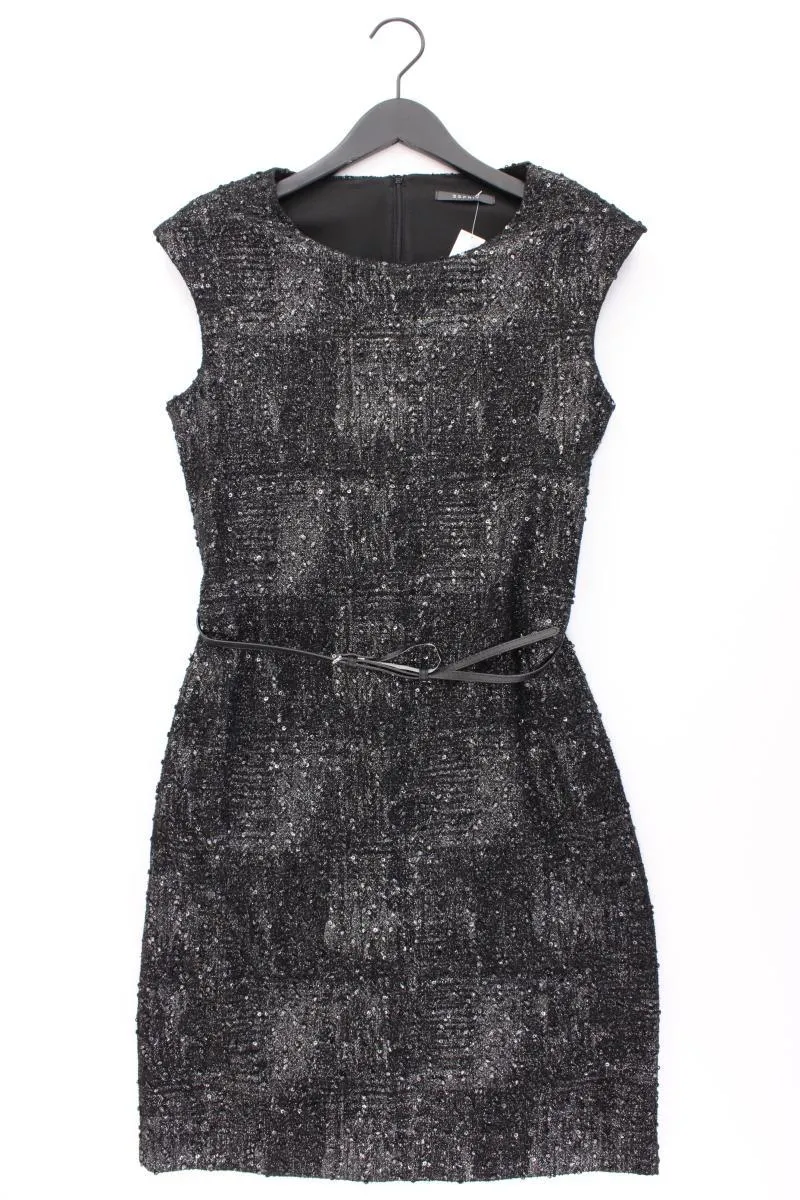 Esprit Bleistiftkleid Gr. L neuwertig mit Gürtel Kurzarm grau aus Polyester