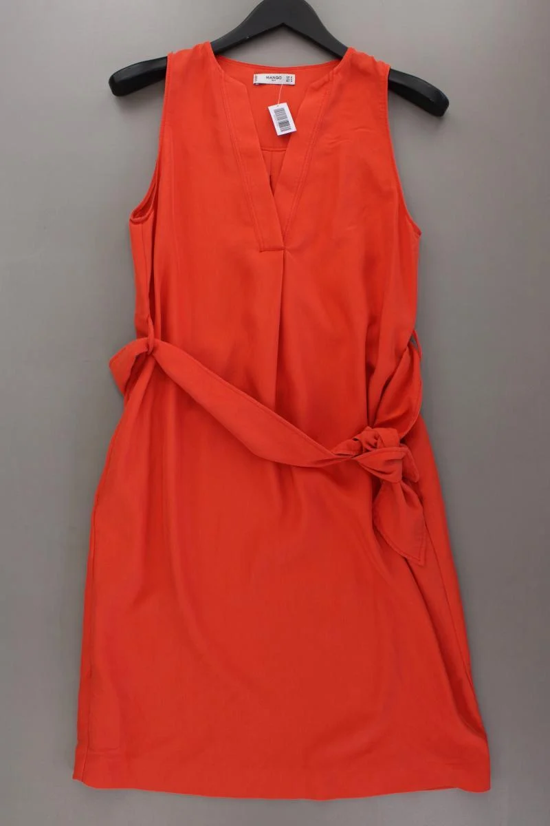 Mango Midikleid Gr. M mit Gürtel Ärmellos orange aus Lyocell