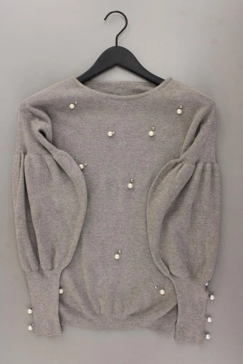 Pullover mit Perlen Gr. S neuwertig grau aus Rayon