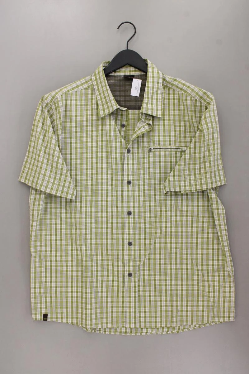 Salewa Karohemd für Herren Gr. 54 kariert neuwertig Kurzarm grün aus Polyester