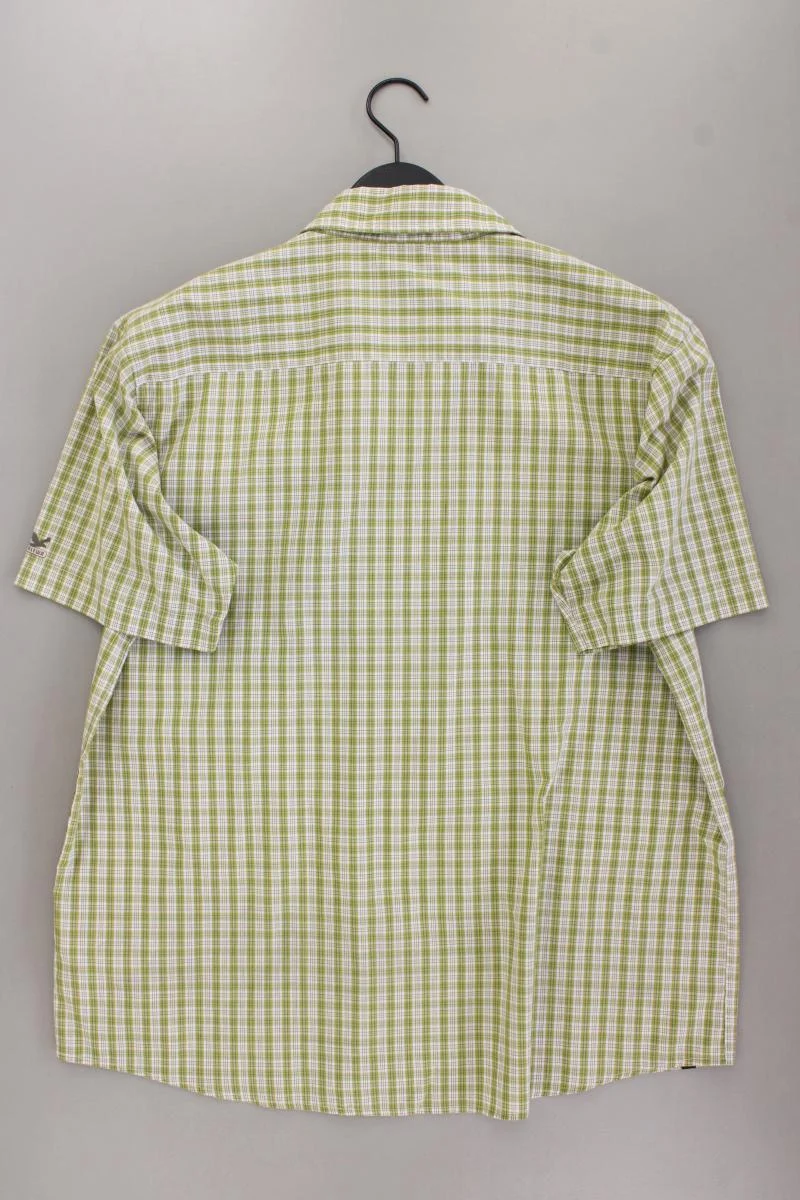Salewa Karohemd für Herren Gr. 54 kariert neuwertig Kurzarm grün aus Polyester