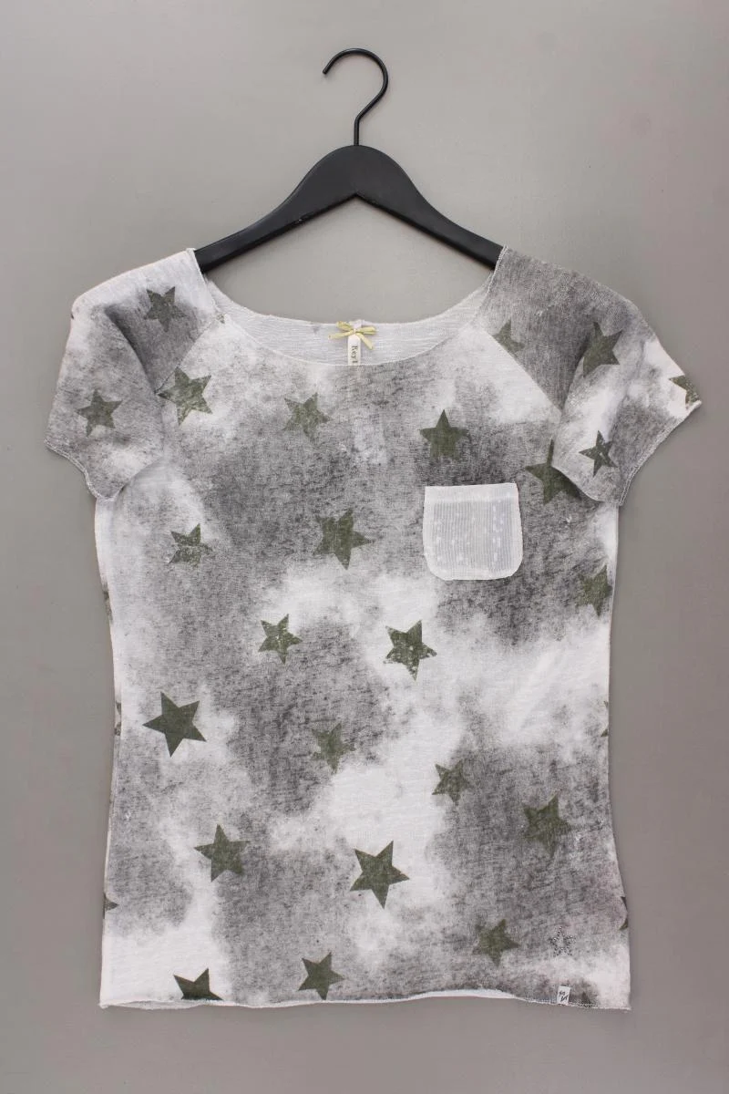 Key Largo Shirt mit Sternenmuster Gr. S Kurzarm grau aus Viskose