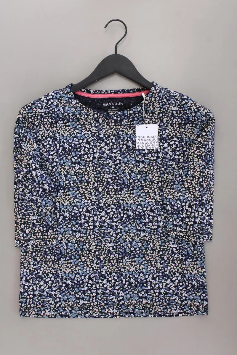 Manguun Oversize-Shirt Gr. M mit Blumenmuster neu mit Etikett 3/4 Ärmel blau