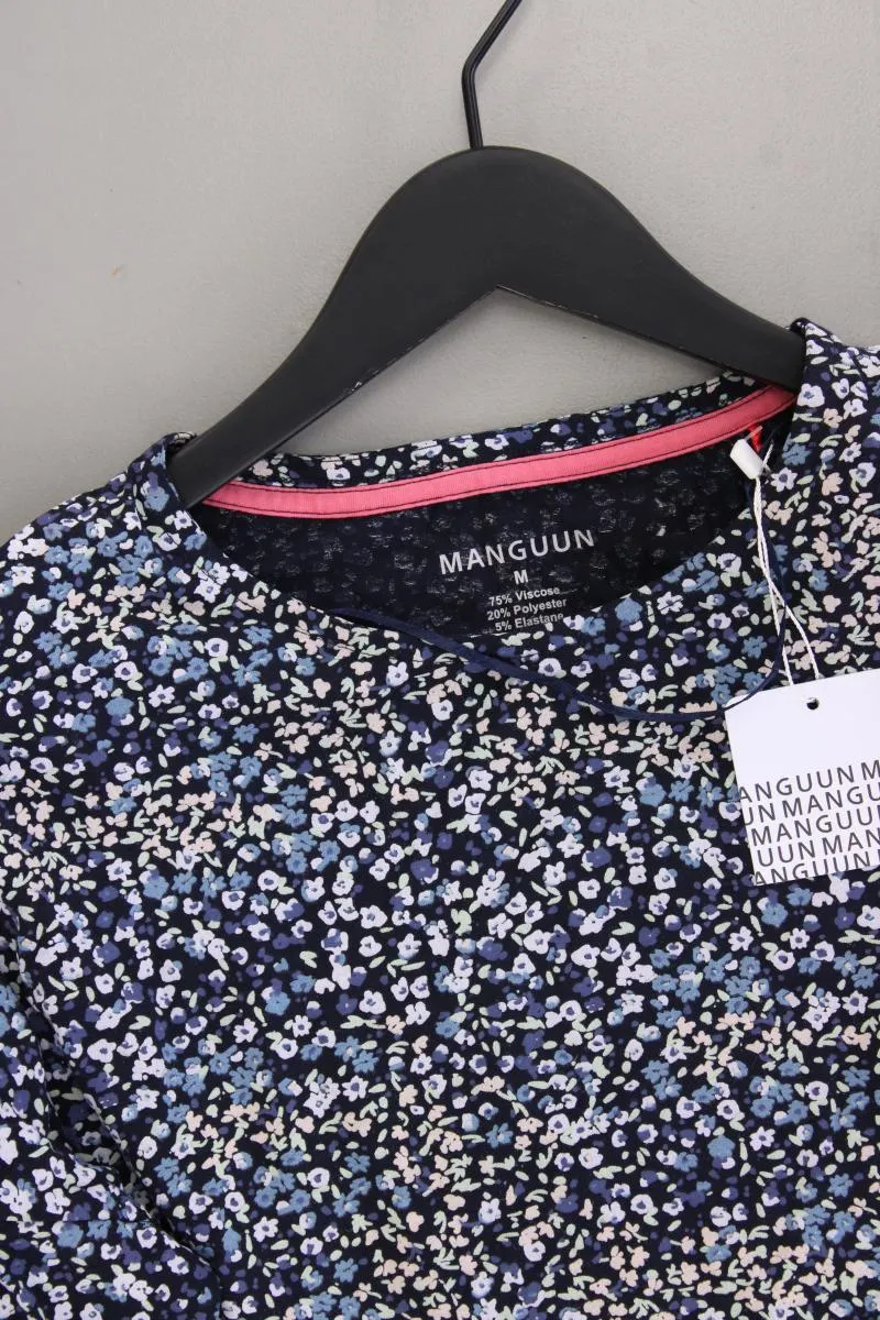 Manguun Oversize-Shirt Gr. M mit Blumenmuster neu mit Etikett 3/4 Ärmel blau
