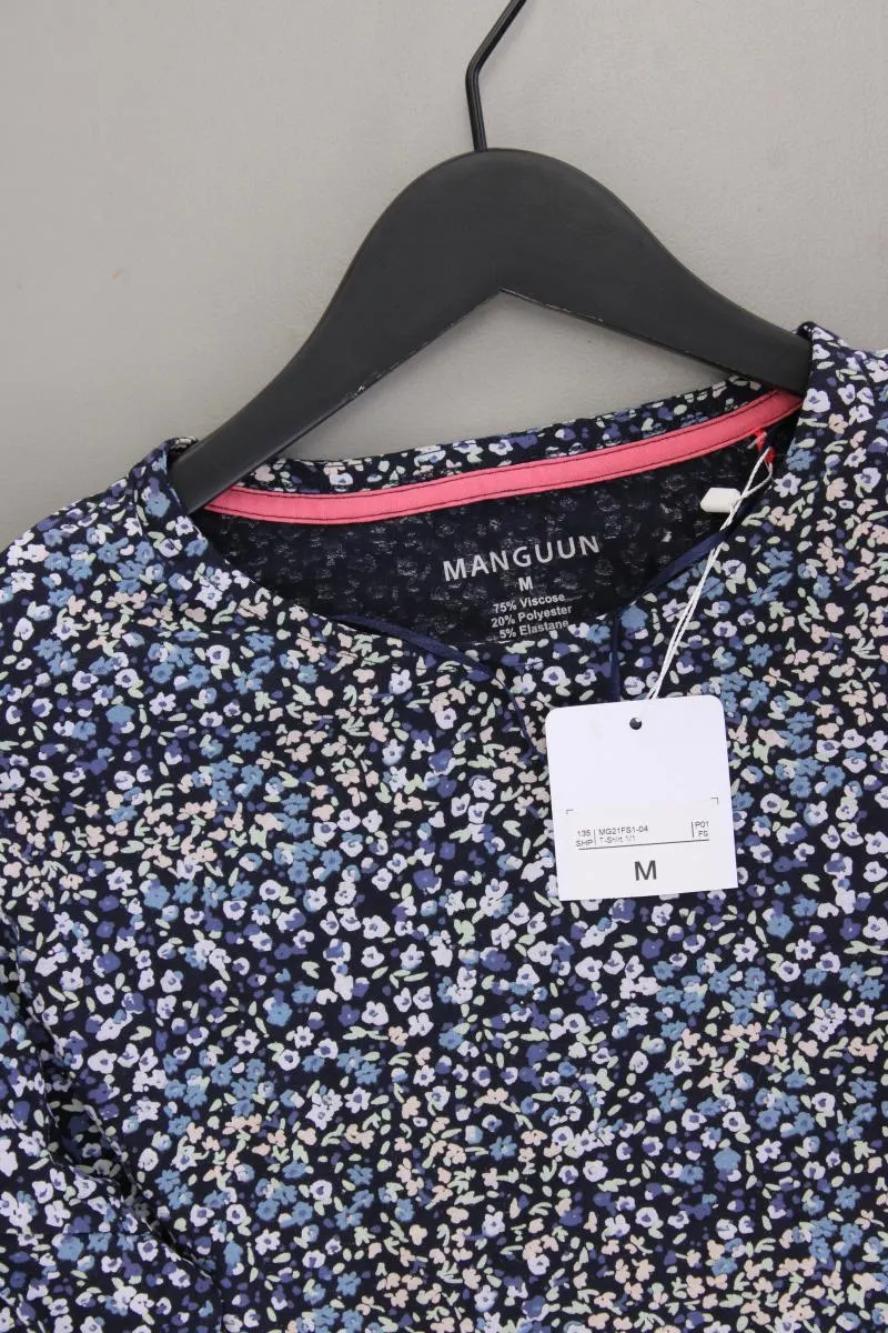 Manguun Oversize-Shirt Gr. M mit Blumenmuster neu mit Etikett 3/4 Ärmel blau