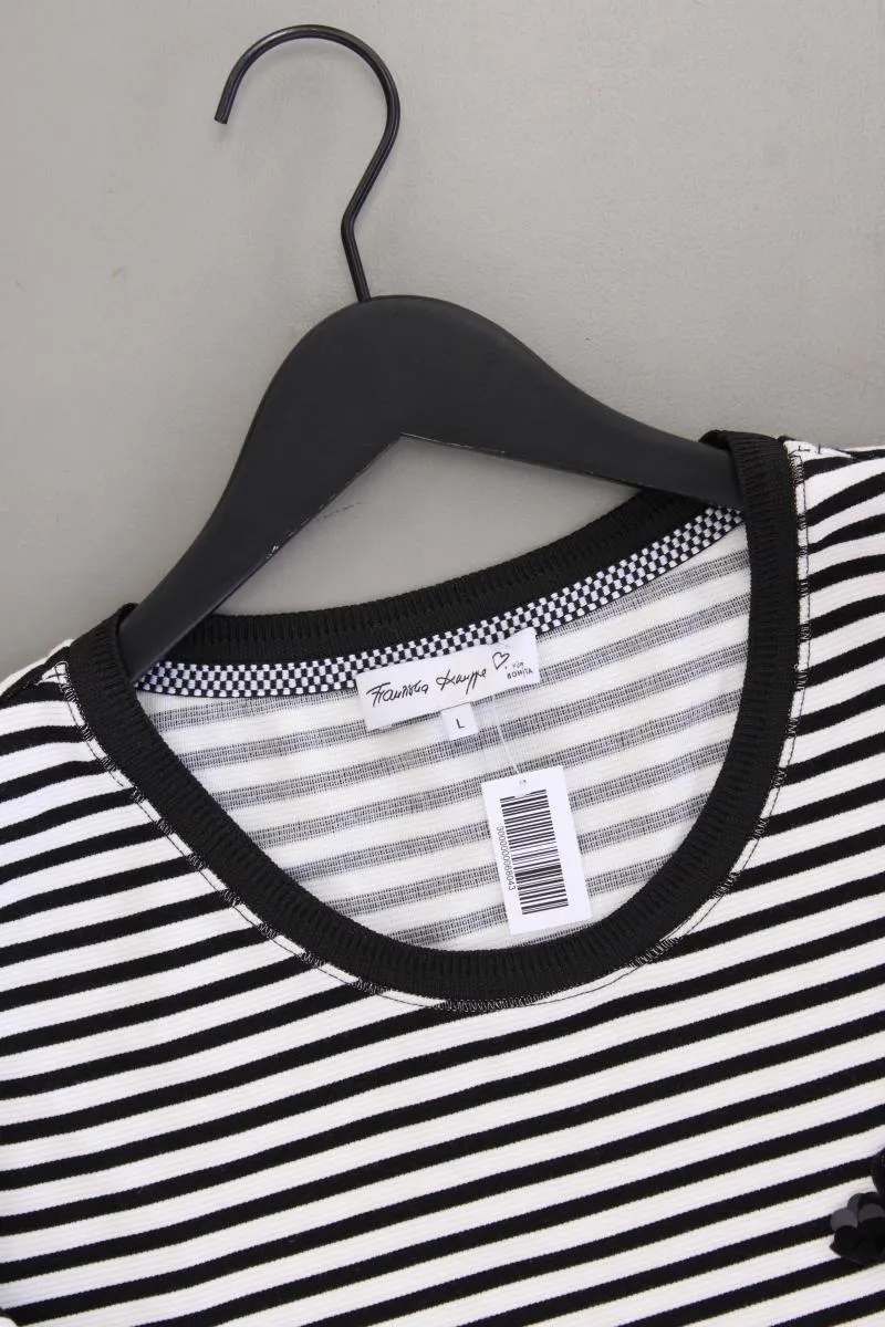 Bonita x Franziska Knuppe Shirt Gr. L gestreift Kurzarm schwarz aus Polyester