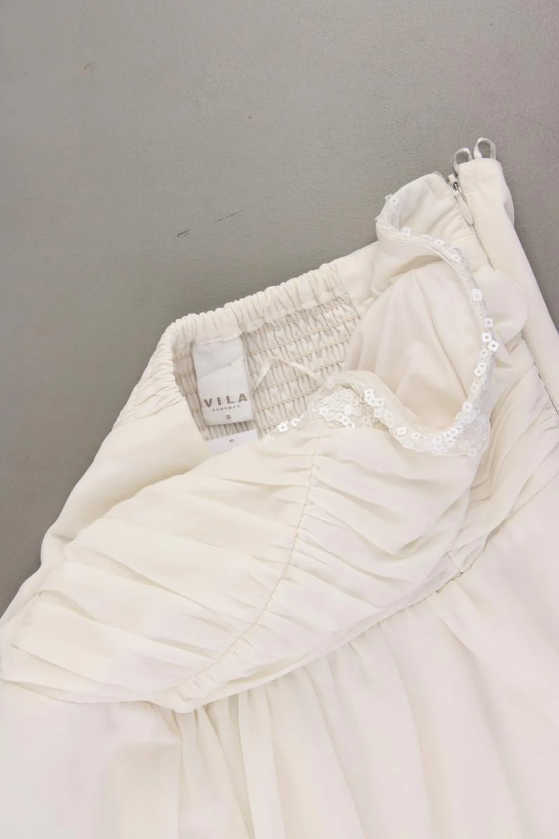 Vila Bandeaukleid Gr. S Ärmellos creme aus Polyester