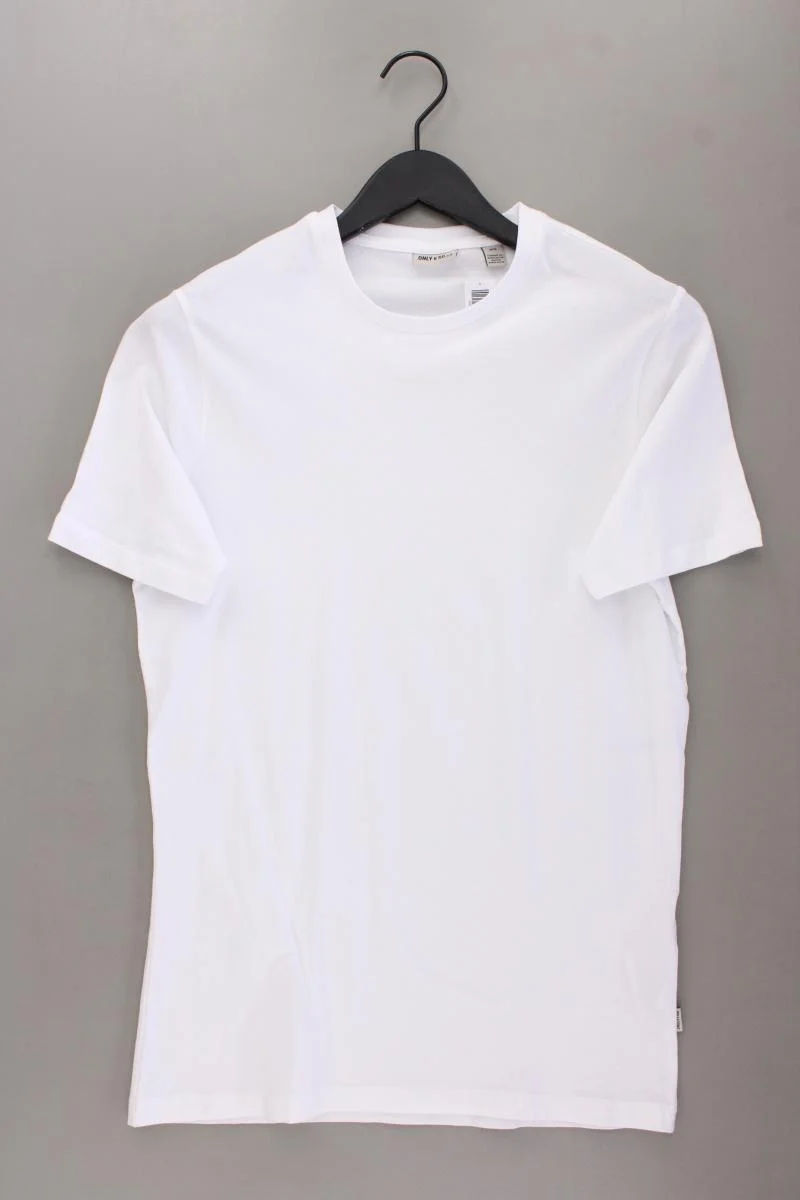 ONLY & SONS T-Shirt für Herren Gr. M Kurzarm weiß aus Baumwolle