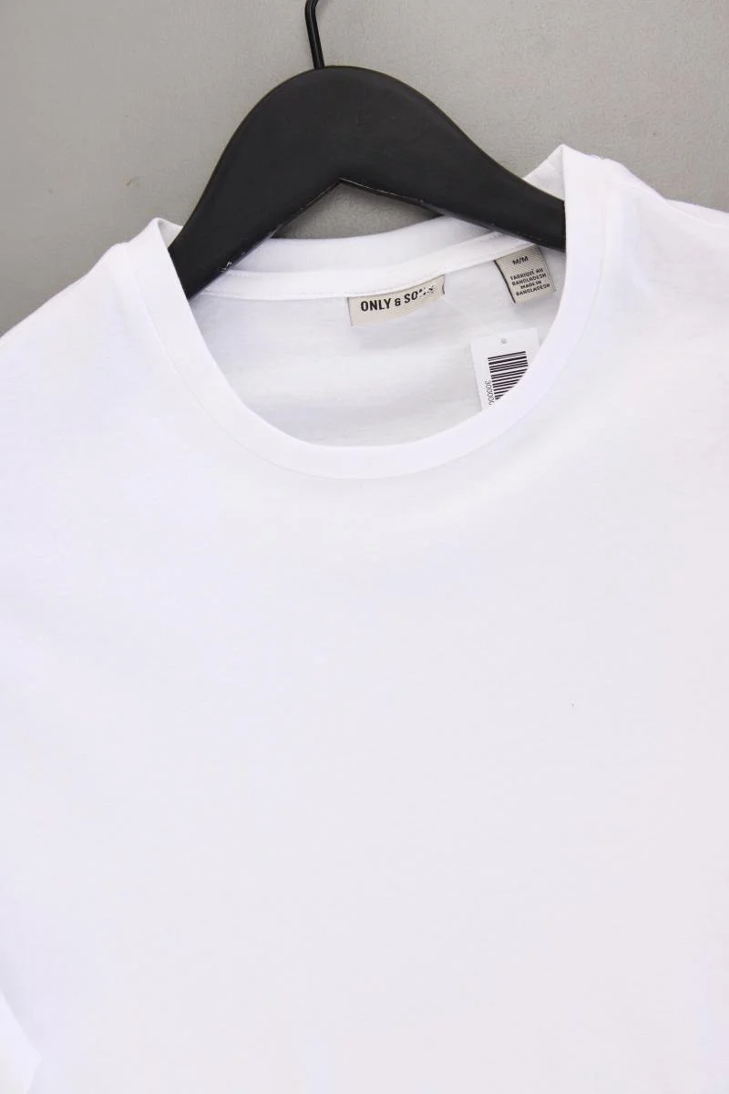 ONLY & SONS T-Shirt für Herren Gr. M Kurzarm weiß aus Baumwolle