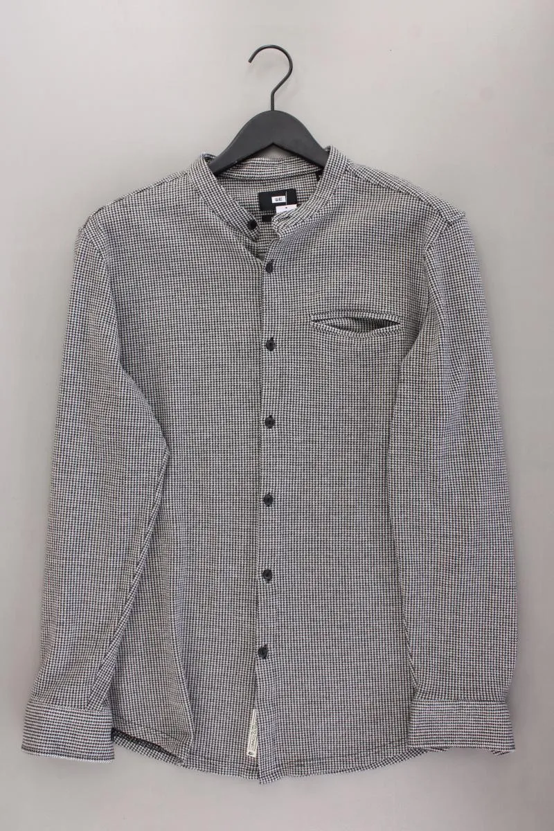 WE Fashion Langarmhemd für Herren Gr. XL hahnentritt grau aus Baumwolle