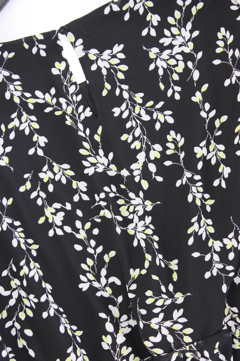 C&A Maxikleid Gr. 46 mit Blumenmuster Langarm schwarz aus Polyester