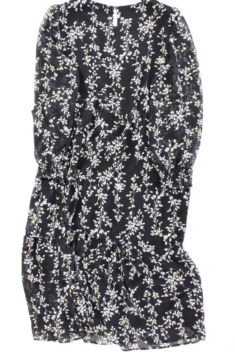 C&A Maxikleid Gr. 46 mit Blumenmuster Langarm schwarz aus Polyester