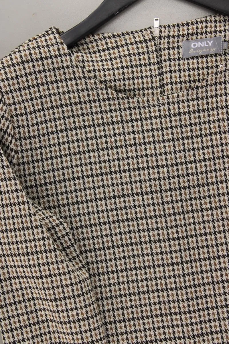 Only Etuikleid Gr. L hahnentritt 3/4 Ärmel braun aus Polyester