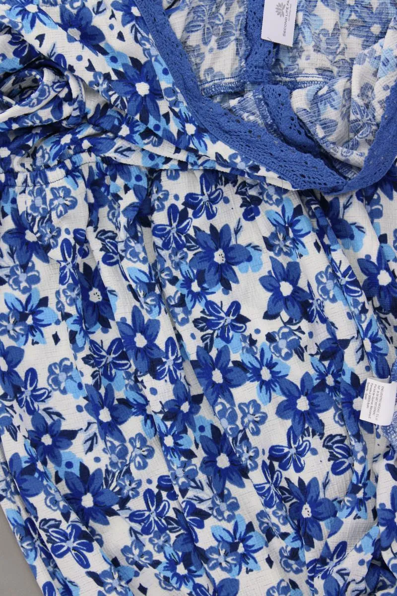 Encuentro Chiffonkleid Gr. 48 mit Blumenmuster Ärmellos blau aus Polyester