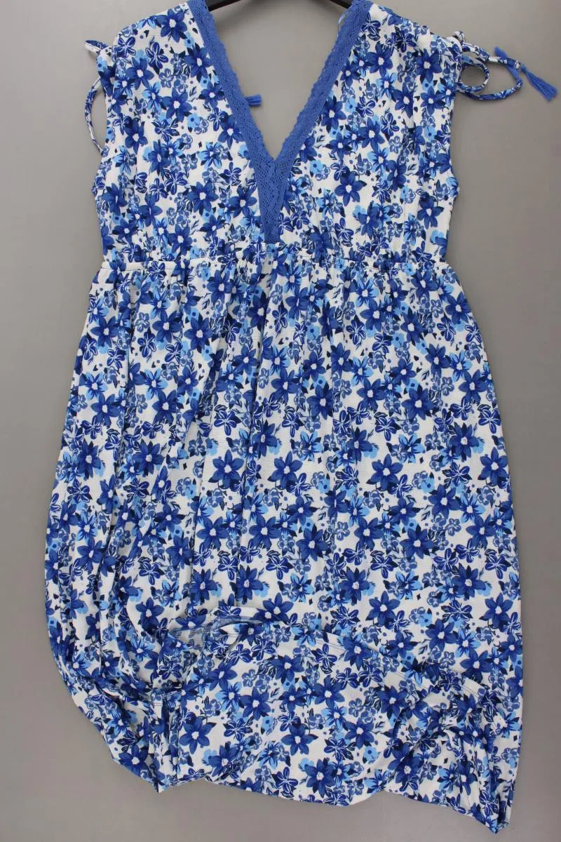 Encuentro Chiffonkleid Gr. 48 mit Blumenmuster Ärmellos blau aus Polyester